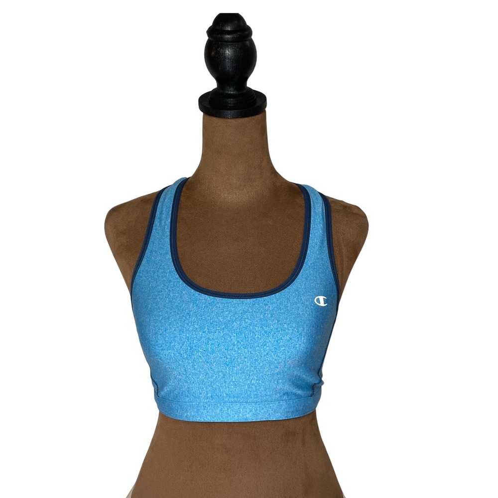 Champion Womens Blue Heather Mesh Racerback Sports Bra Size Small Breathable